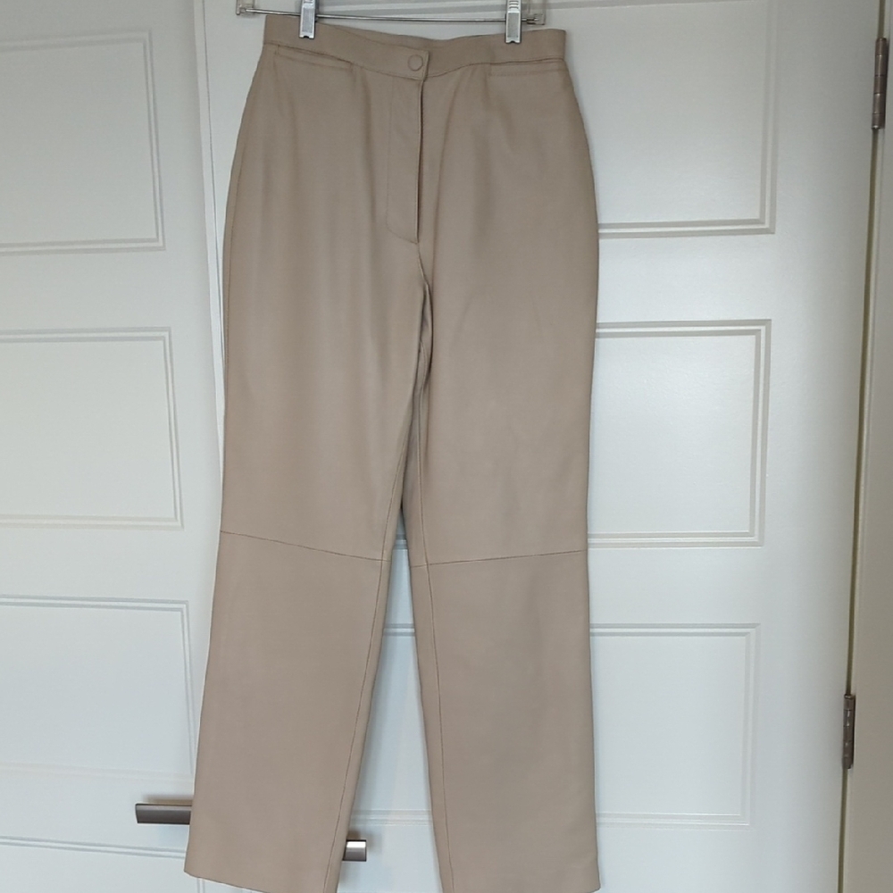 Vintage Custom Beige Leather Pants